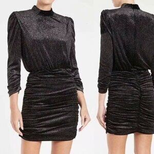 Rebecca Vallance Viper Metallic Long Sleeve Mock Neck Dress